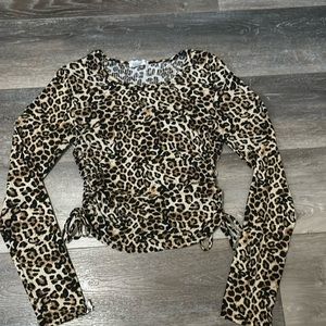 Leopard Print Long Sleeve - Adjustable Ruching